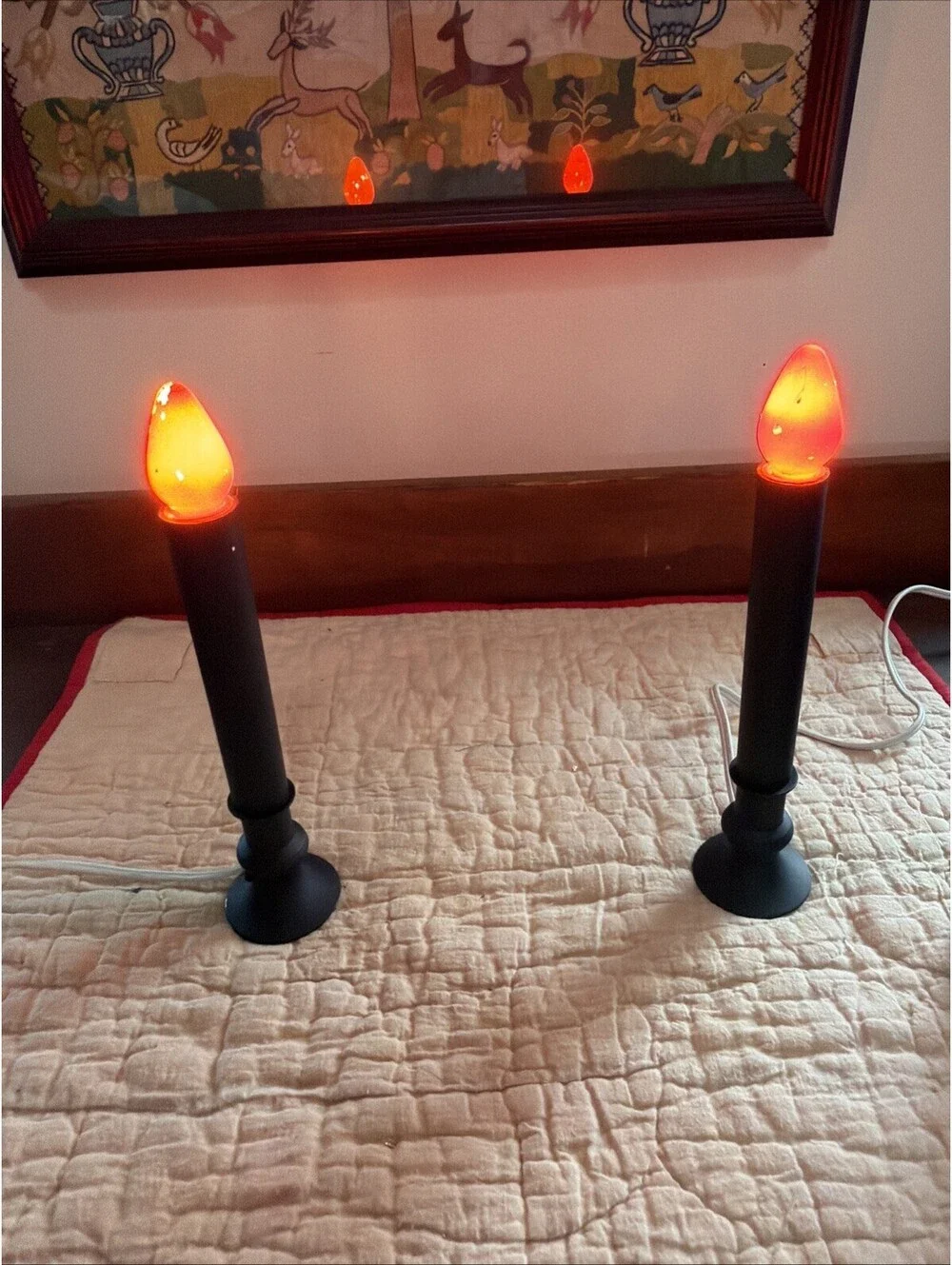 Vintage Pair Halloween Mini Lamps With Shade Ghost Haunted House Spooky Cute